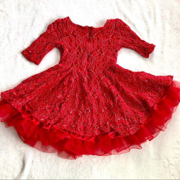SOLD✖️Girls Red & Silver Lace Tutu Dress || Size 5 - Picture 6 of 7